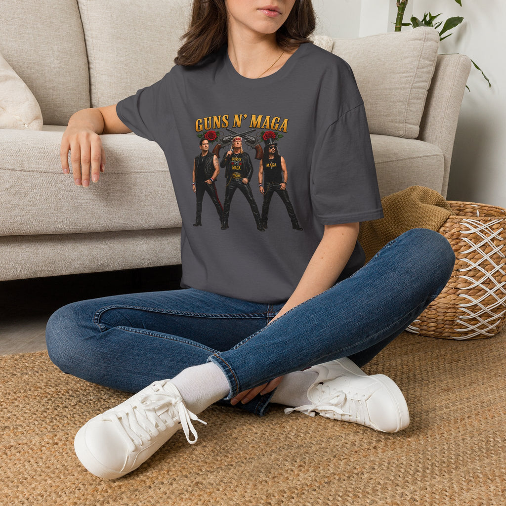 Guns N' Maga Rock Band T-Shirt — Trump, Vance, Rubio Political Parody Graphic Tee