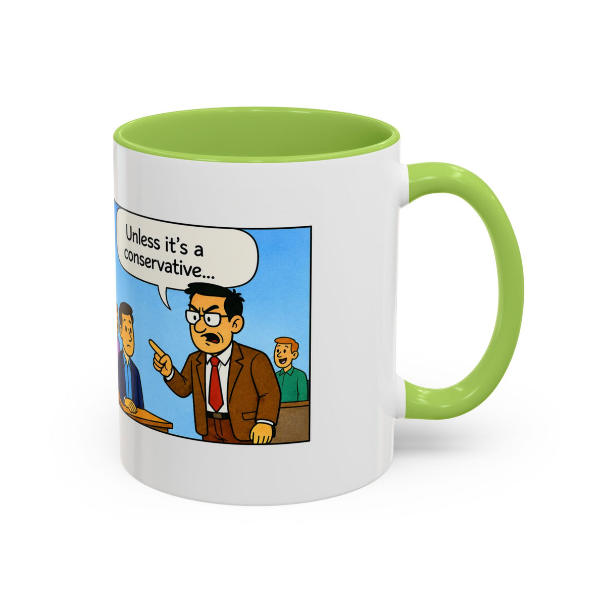 "College Life" Political Satire Comic Accent Coffee Mug – Funny Conservative Freedom of Speech Gag Gift
