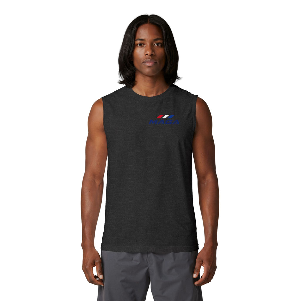 MAGA Muscle Tank Top — Minimal Patriotic Logo Sleeveless Tee - The Conservative Brand