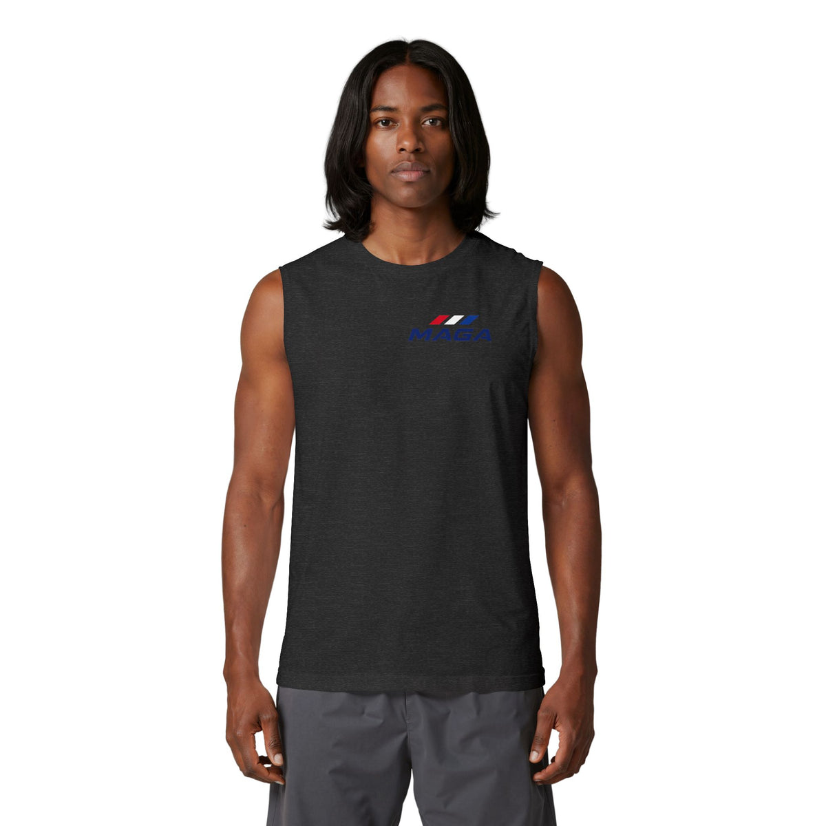 MAGA Muscle Tank Top — Minimal Patriotic Logo Sleeveless Tee - The Conservative Brand