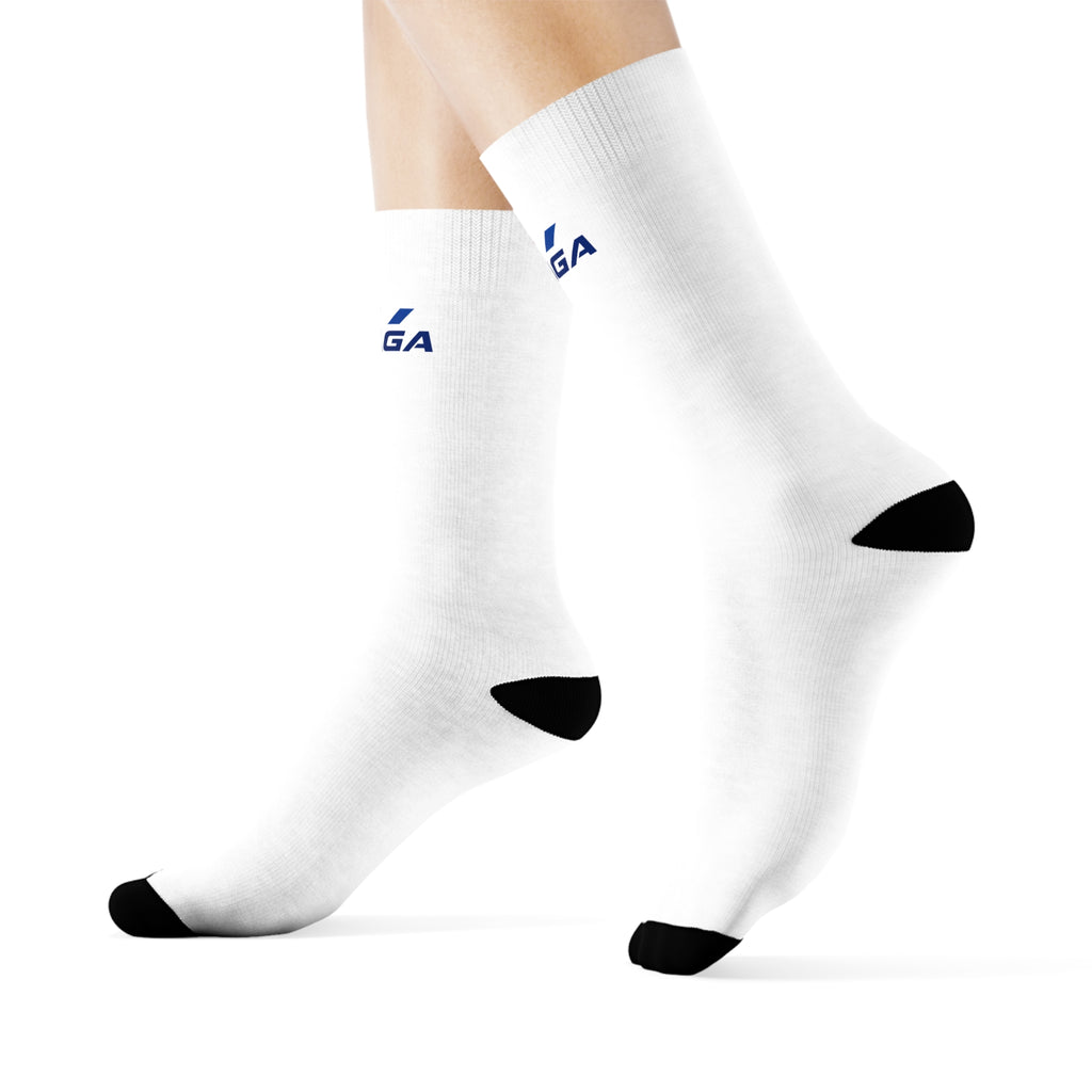 Crew Socks — Minimalist White Athletic Socks with Small 'MAGA' Accent - The Conservative Brand