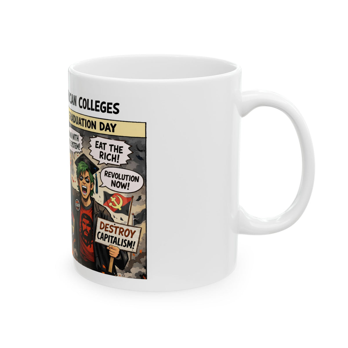 The Danger of American Colleges Comic Strip Mug | Ceramic Coffee Cup