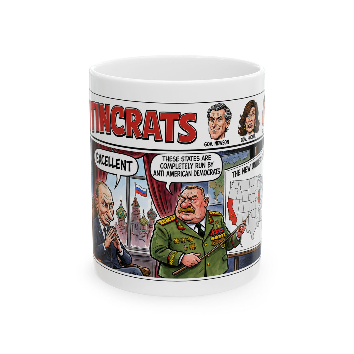 "The Putincrats" Political Cartoon Mug | Satirical Election Map Ceramic Mug