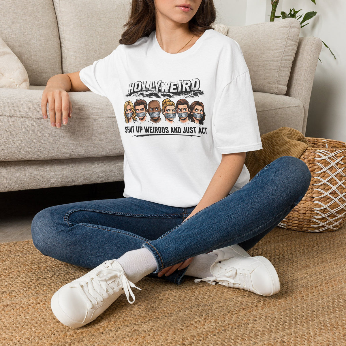 "Trump Patriot Shirt | America First T-Shirt | Conservative Republican Apparel | God Family Country Tee" | anti-woke tshirt | Hollyweird caricature faces T-Shirt | 'Shut Up Weirdos and Just Act'...