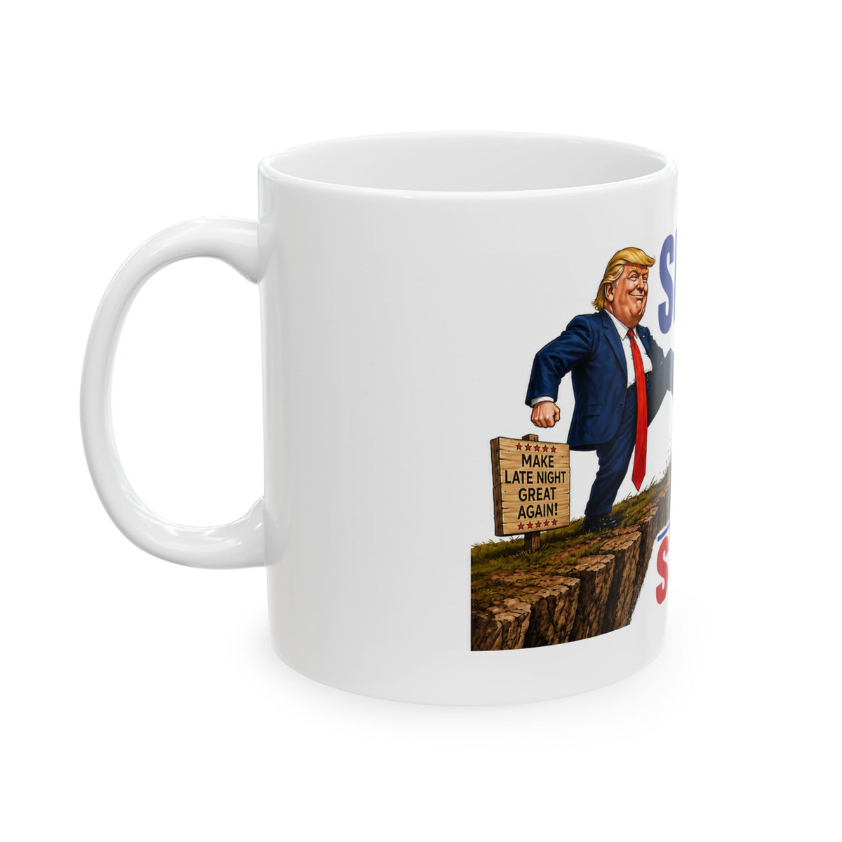 See Ya Stephen Colbert mug | Political cartoon caricature coffee mug