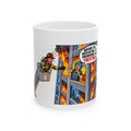 Funny Firefighter Saving Woman Activist Cartoon Rescue Design (11oz & 15oz)