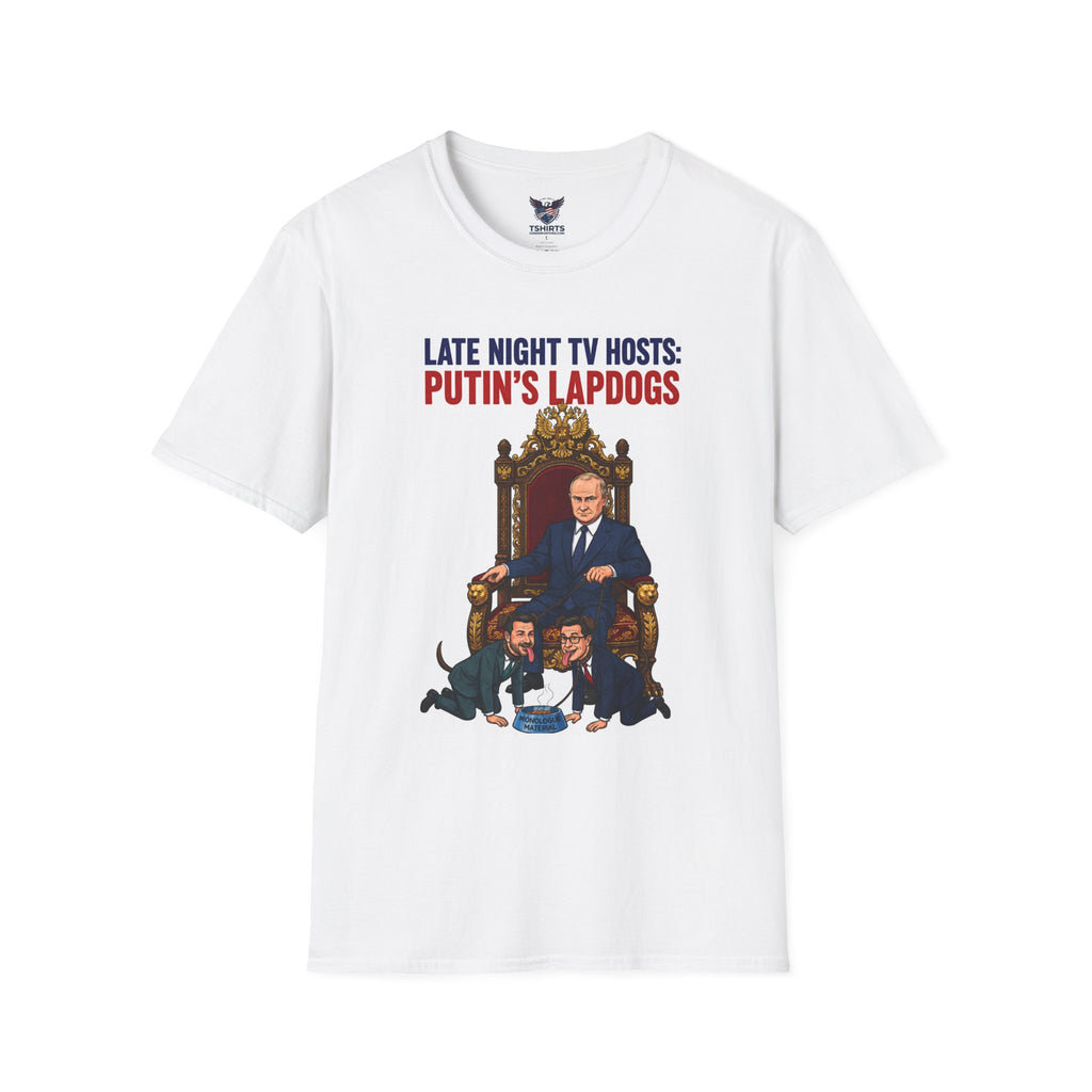 Political Satire T-Shirt — "Late Night TV Hosts: Putin's Lapdogs" Graphic Tee