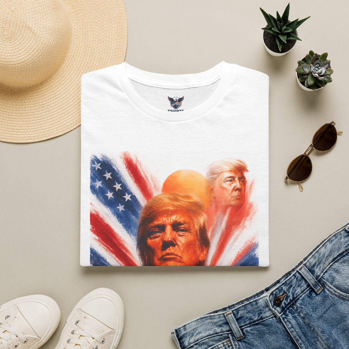 "Trump Patriot Shirt | America First T-Shirt | Conservative Republican Apparel | God Family Country Tee" | anti-woke tshirt | Trump Portrait T-Shirt — "MAGA Now" Patriotic American Flag Tee