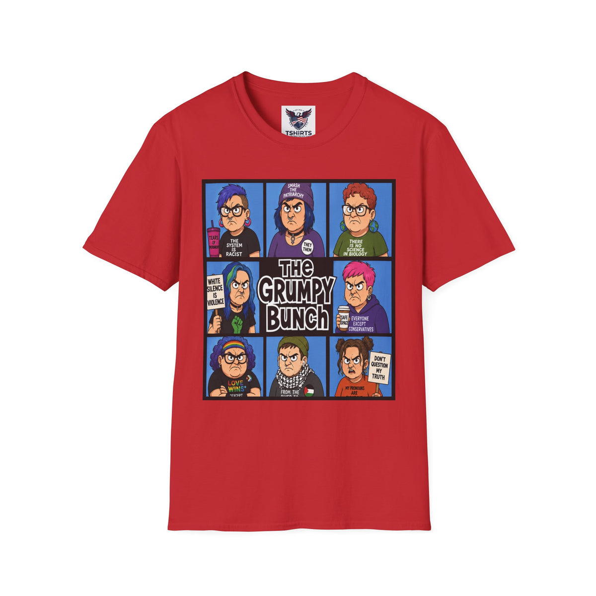 Grumpy WOKE Bunch Graphic T-Shirt — Retro Comic Panel Illustration