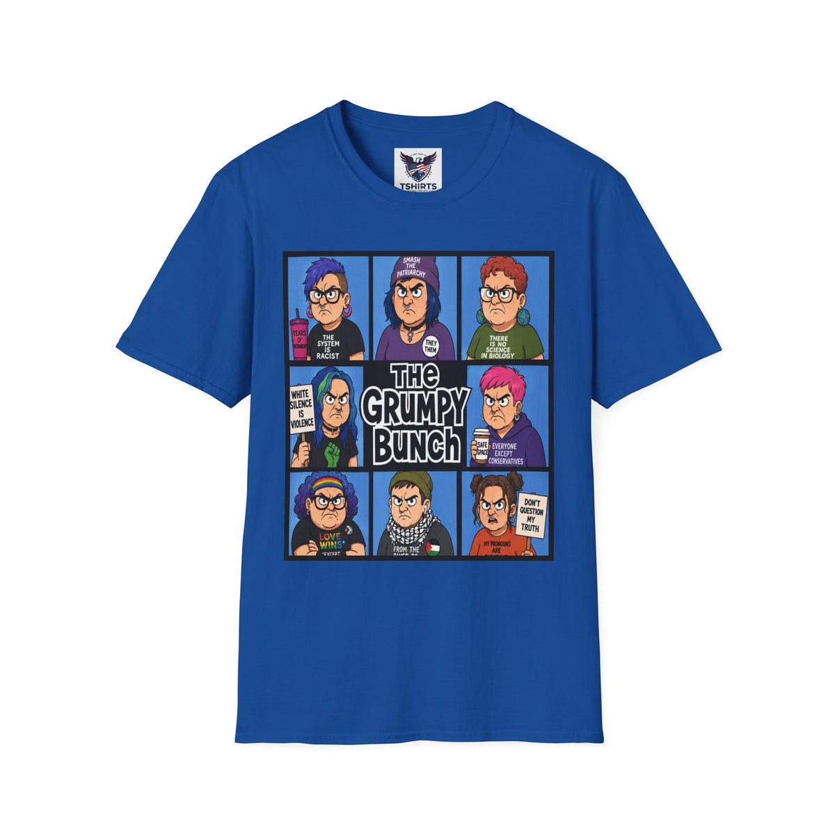Grumpy WOKE Bunch Graphic T-Shirt — Retro Comic Panel Illustration