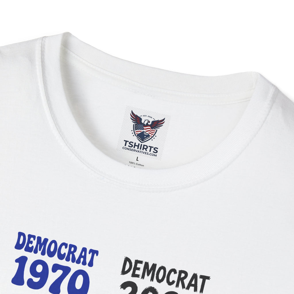 Democrat 1970 vs 2026 Political Comparison T-Shirt — "No Justice No Peace" Design