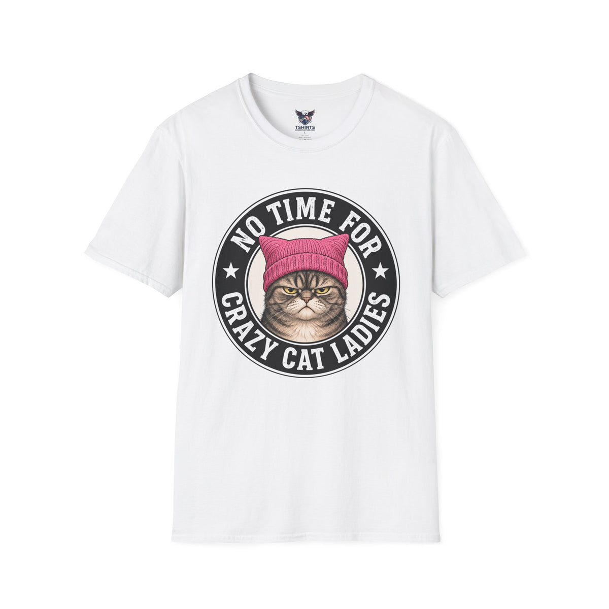 "Trump Patriot Shirt | America First T-Shirt | Conservative Republican Apparel | God Family Country Tee" | anti-woke tshirt | No Time For Crazy Cat Ladies T-Shirt | Cat Face with Pink Beanie, Vintage...