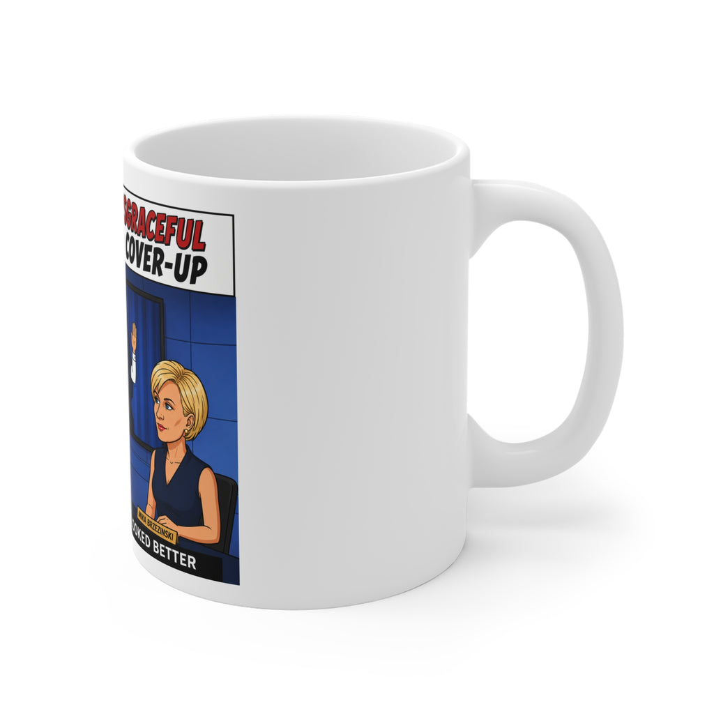 Funny Political Parody Coffee Mug – Satirical Media Cover-Up Novelty Ceramic Cup & Sarcastic Gag Gift