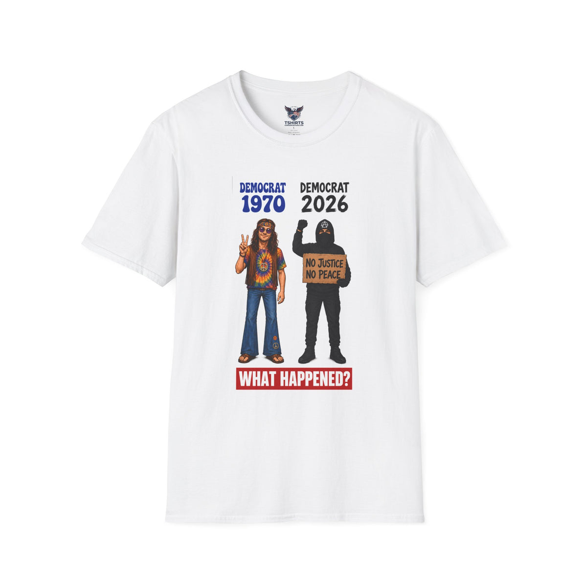 "Trump Patriot Shirt | America First T-Shirt | Conservative Republican Apparel | God Family Country Tee" | anti-woke tshirt | Democrat 1970 vs 2026 Illustration T-Shirt, What Happened? | Political...