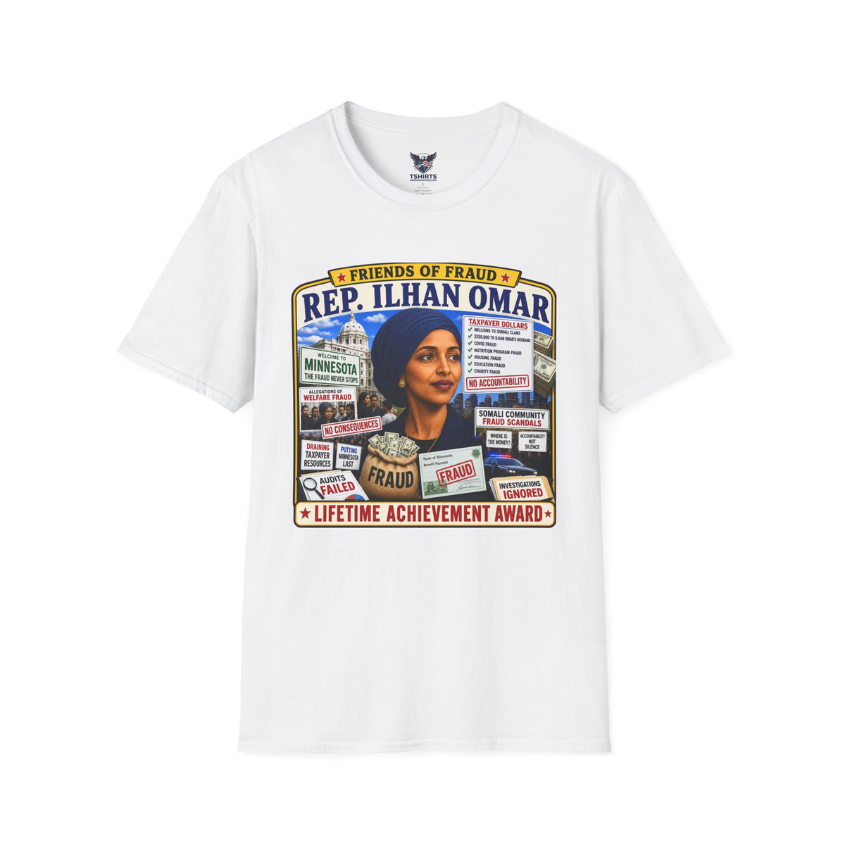 "Trump Patriot Shirt | America First T-Shirt | Conservative Republican Apparel | God Family Country Tee" | Anti Woke | Rep. Ilhan Omar Satire, Protest Poster Style