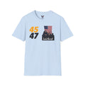Patriotic Trump 45-47 American Flag Graphic Tee – Conservative Historical Terms Political T-Shirt