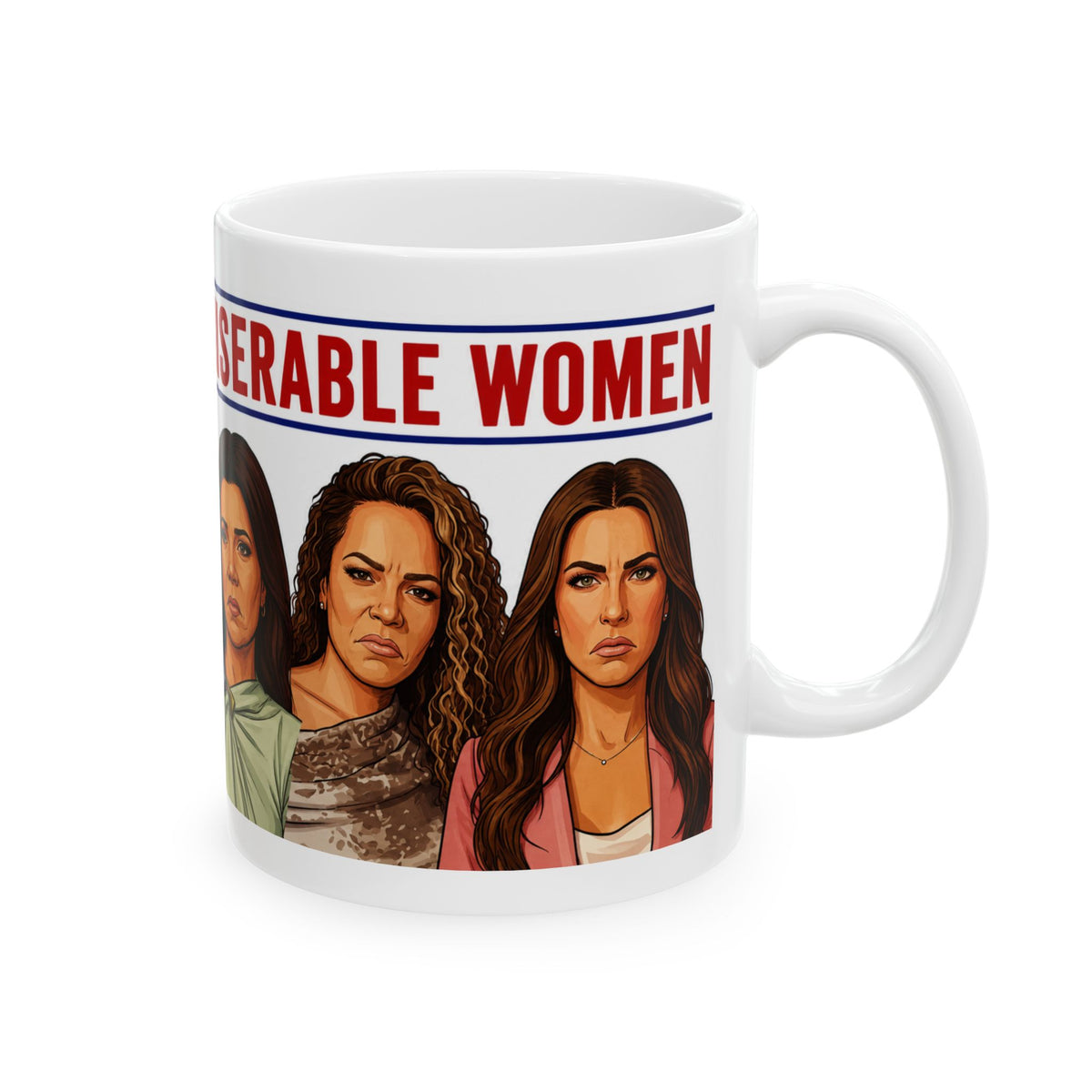 Funny "Who's Most Miserable" The View Parody Coffee Mug – Sarcastic Daytime Talk Show Novelty Ceramic Cup & Gift for Pop Culture Fans