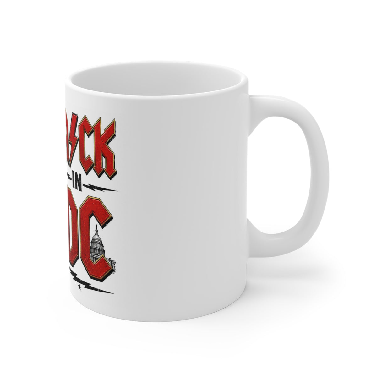 ROCK'N TRUMP "Back in DC" Rock Mug — TRUMP Guitar Slinger Coffee Cup