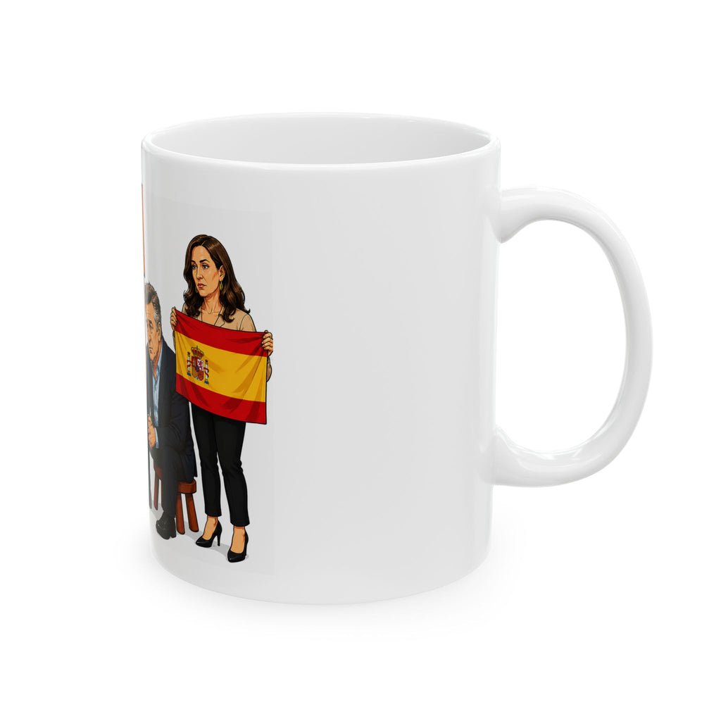 Reality TV Actor and Fake Spanish Accent Wife Political Cartoon Mug | Therapist Booth Comic Design