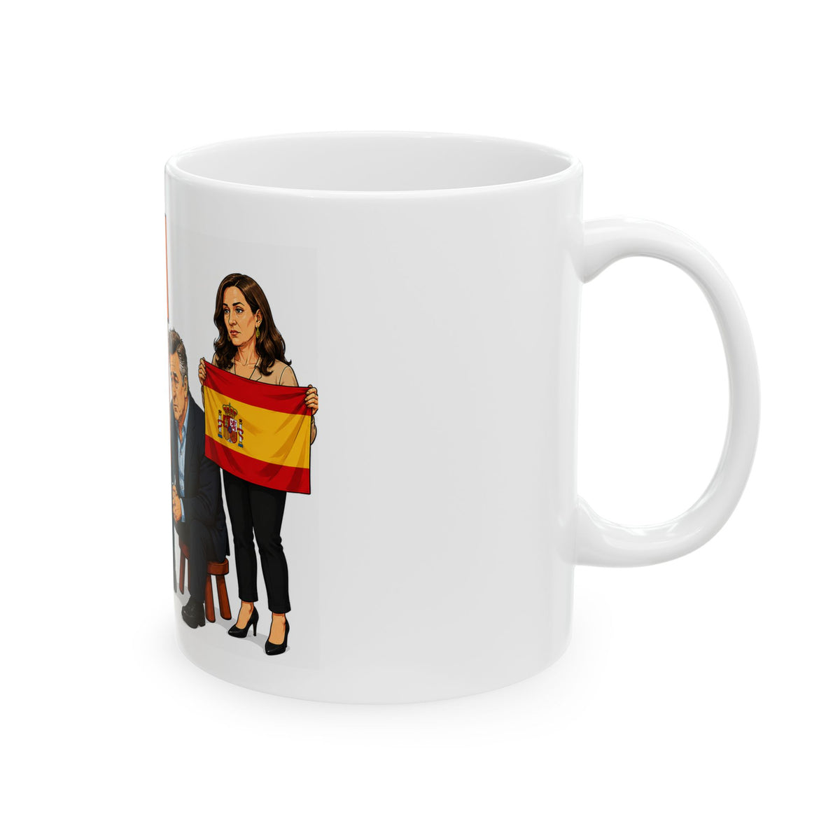 Reality TV Actor and Fake Spanish Accent Wife Political Cartoon Mug | Therapist Booth Comic Design