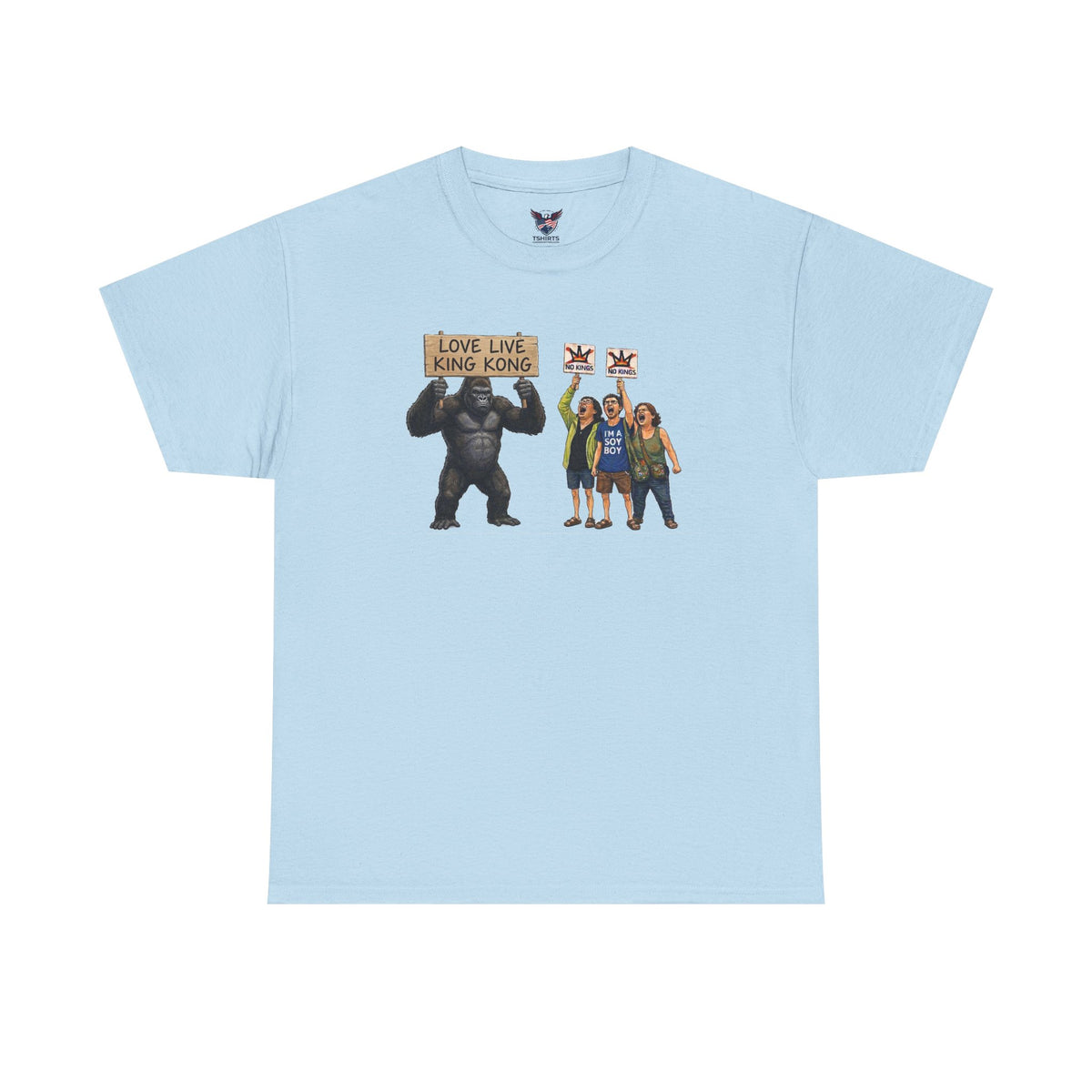 King Kong Protesters T-Shirt | Gorilla Holding Love Live King Kong Sign Tee