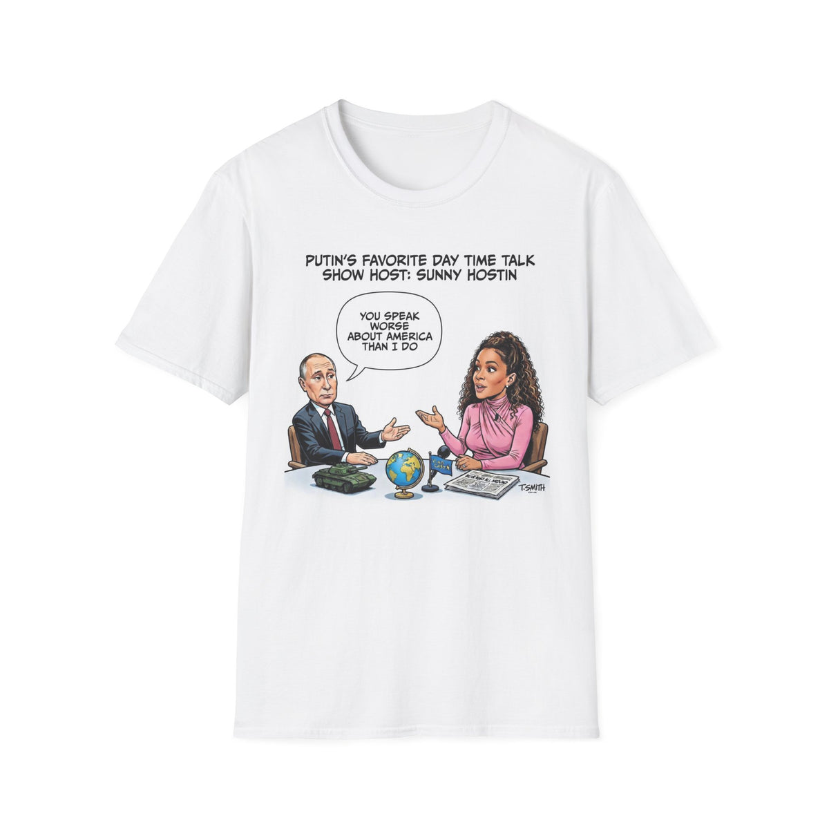 Political Cartoon Putin Interview T-Shirt | Satirical Graphic Tee