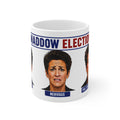 THE FACES OF ELECTION MADDOW ELECTION NIGHT SATIRE MUG 11oz Novelty Coffee Mug — Election Mood Faces (Optimistic • Nervous)
