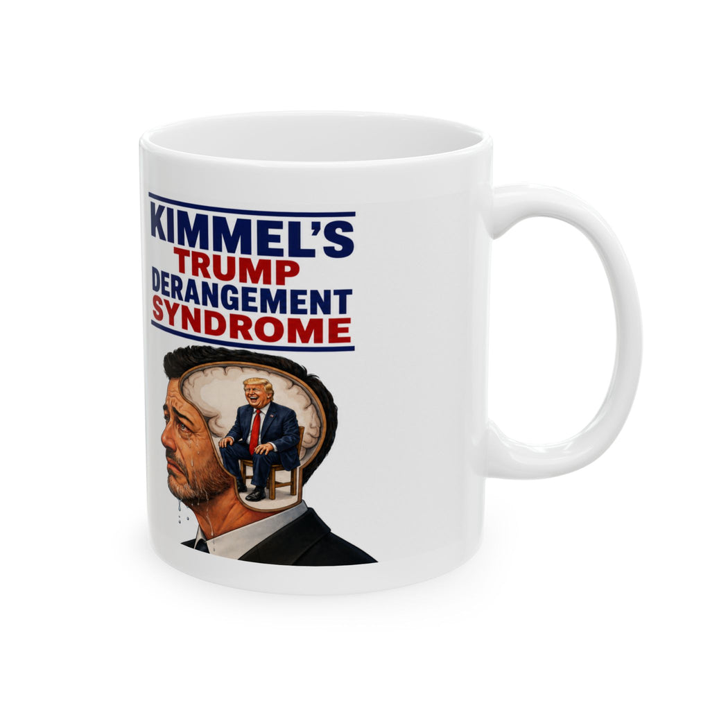 Political Caricature Mug — KIMMEL'S "Trump Derangement Syndrome" Portrait Ceramic Coffee Cup (11oz/15oz)