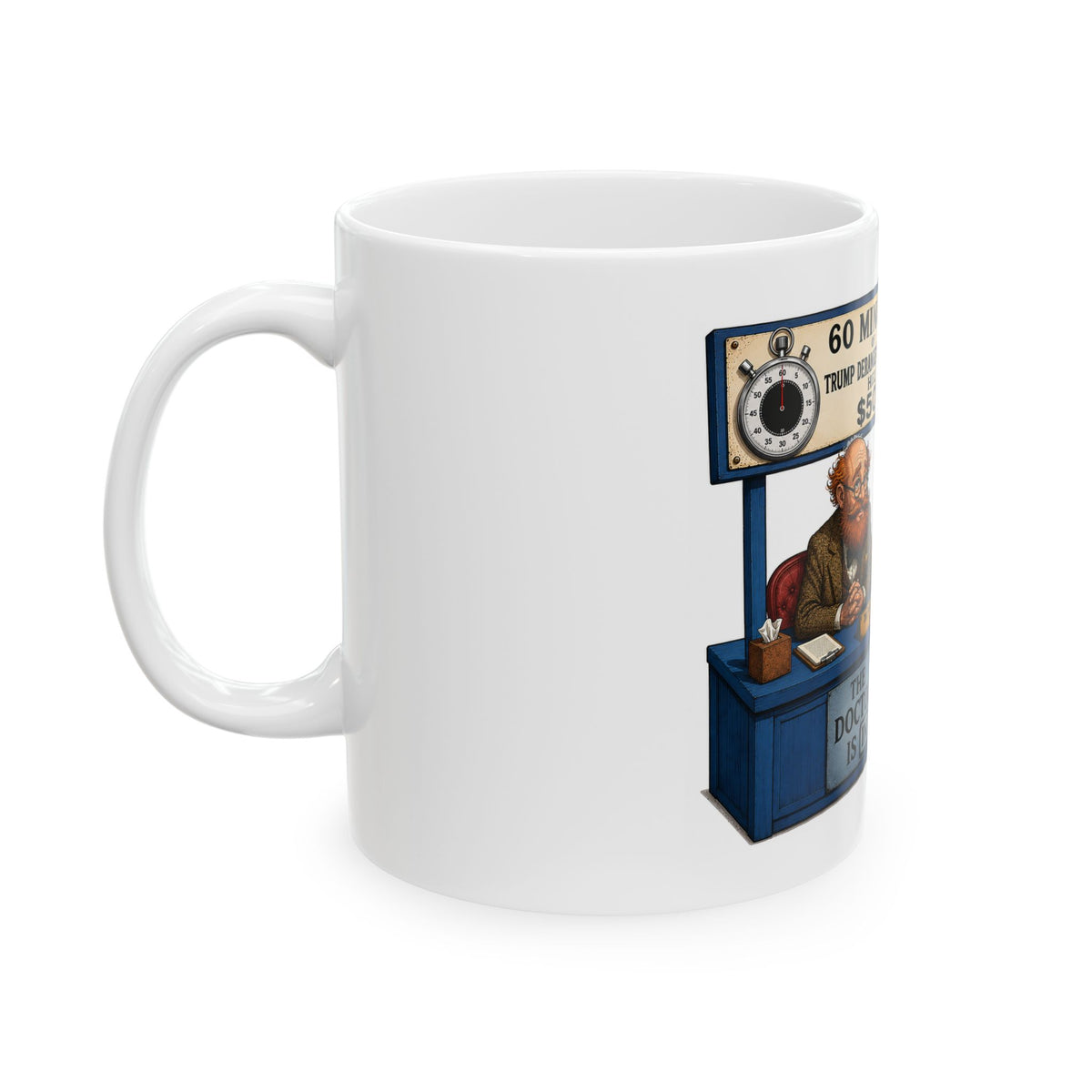 "60 Minutes" of Trump Derangement Syndrome Therapy cartoon Mug | Political satire ceramic mug