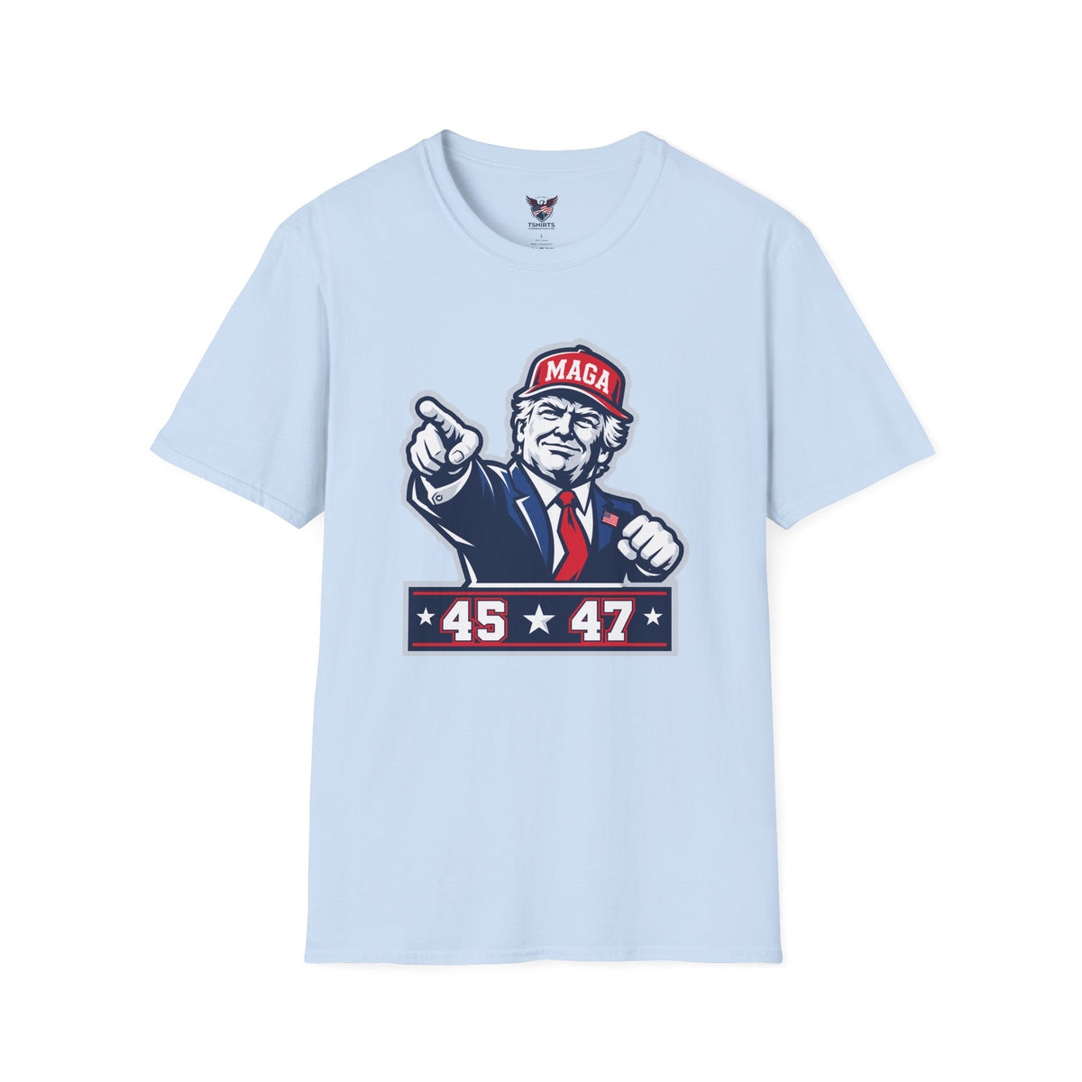 Trump 45 47 Pointing Graphic T-Shirt | Patriotic MAGA America First Apparel | Conservative Republican Pride Tee