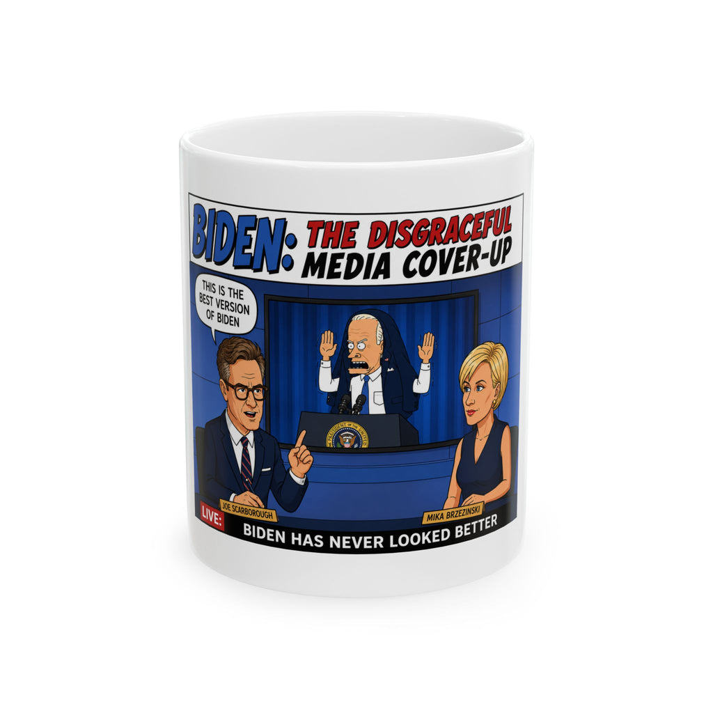 "Best Version of Biden" Cover-Up Political Cartoon Mug | Biden Media Cover-Up Comic Strip