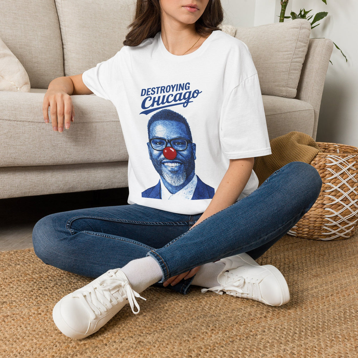 "Trump Patriot Shirt | America First T-Shirt | Conservative Republican Apparel | God Family Country Tee" | anti-woke tshirt | Destroying Chicago T-Shirt | Portrait with Red Clown Nose