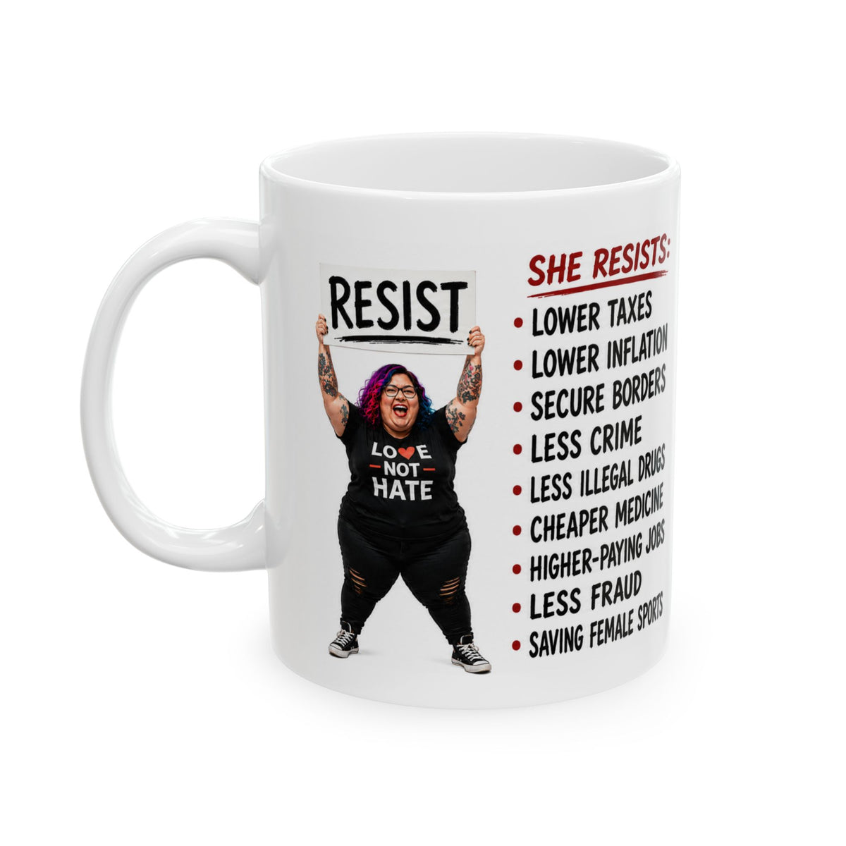 Satire Resist Political Statement Mug — RESIST A BETTER LIFE Protest Coffee Cup (11oz/15oz)