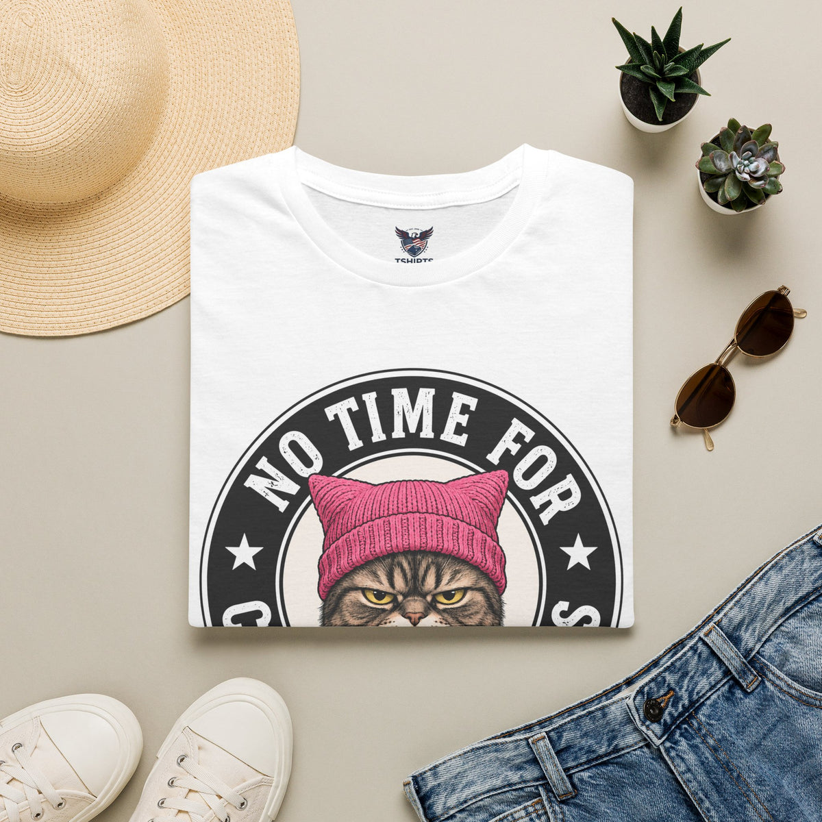 "Trump Patriot Shirt | America First T-Shirt | Conservative Republican Apparel | God Family Country Tee" | anti-woke tshirt | No Time For Crazy Cat Ladies T-Shirt | Cat Face with Pink Beanie, Vintage...