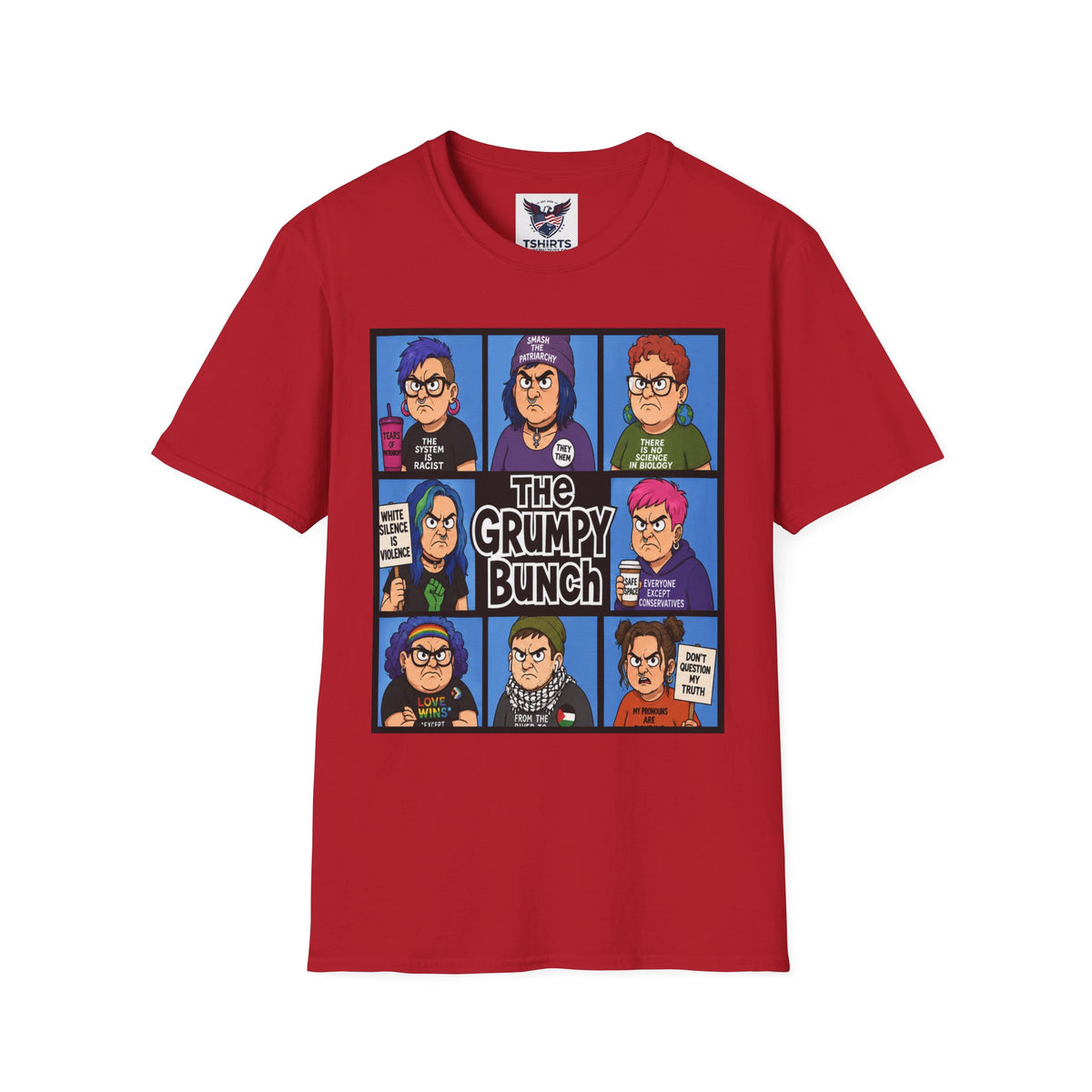 Grumpy WOKE Bunch Graphic T-Shirt — Retro Comic Panel Illustration
