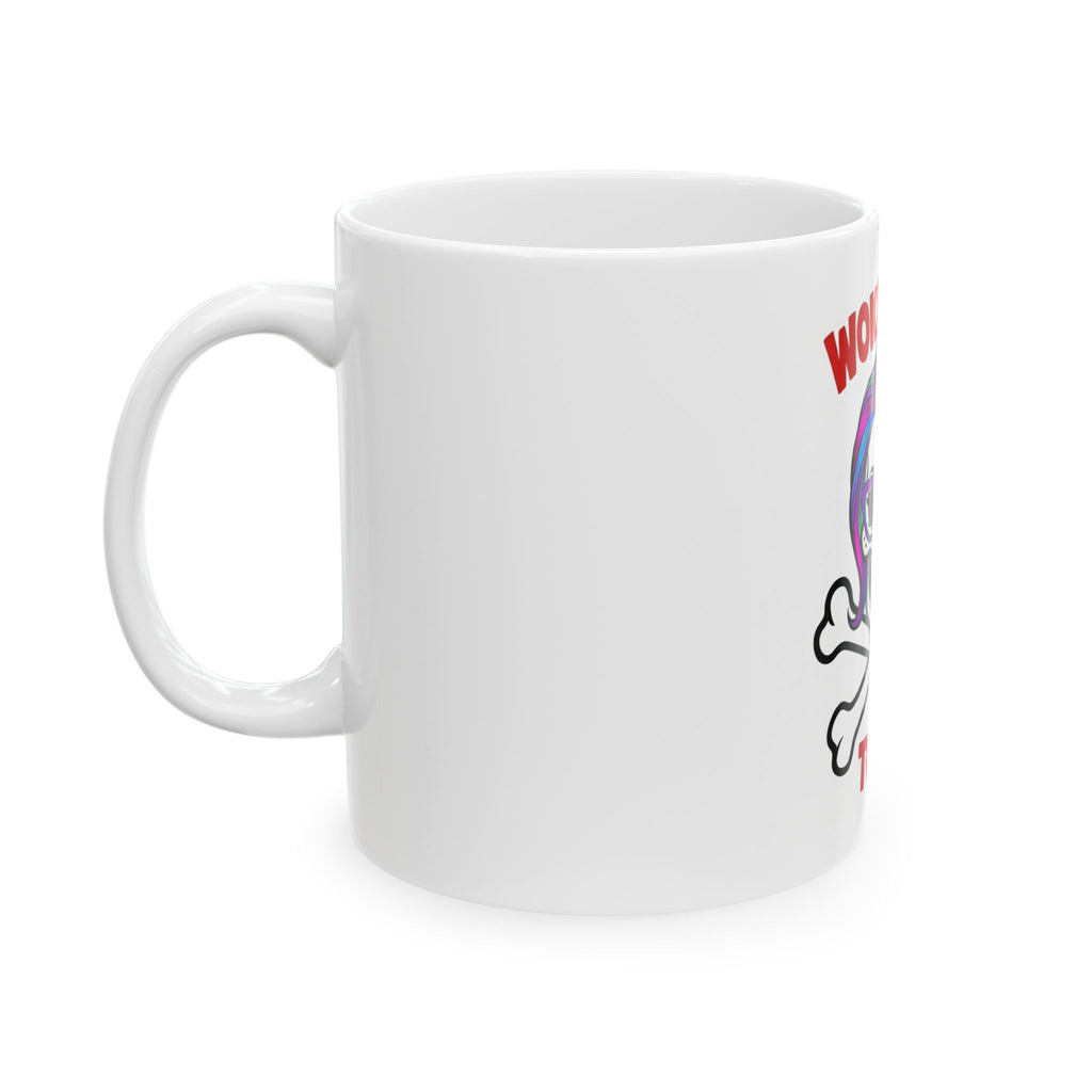 Woke Women Toxic Mug — Colorful Skull & Crossbones Coffee Cup