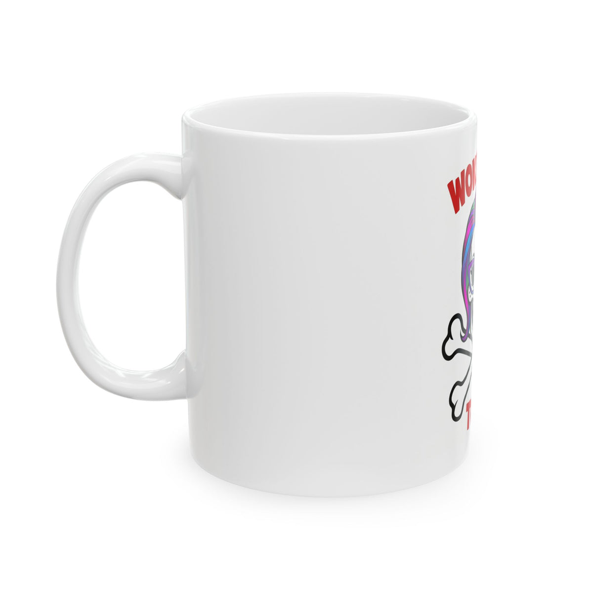 Woke Women Toxic Mug — Colorful Skull & Crossbones Coffee Cup
