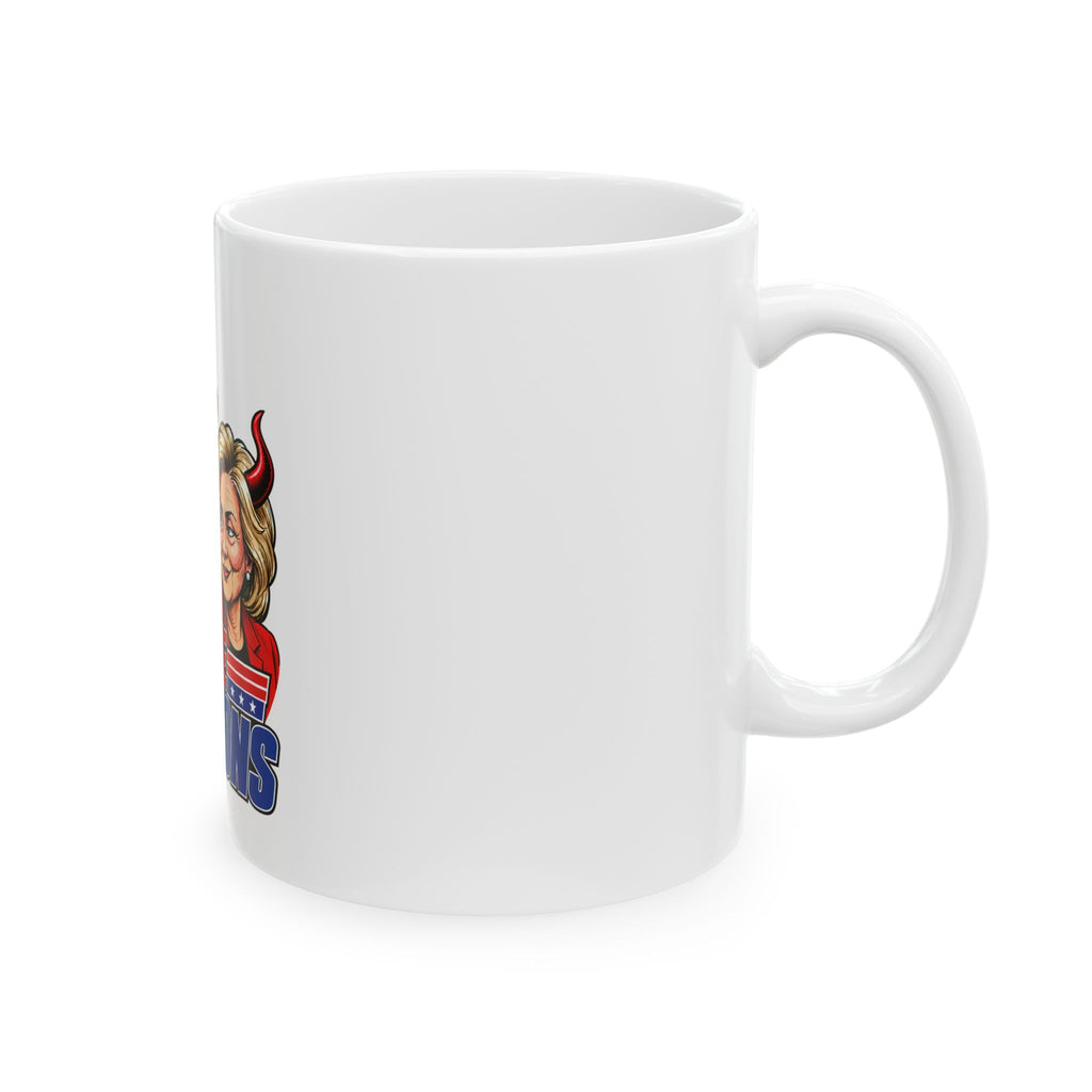 Political Parody Mug - 'The Clintons' , Devil and Pinocchio Caricature Coffee Cup (11oz, 15oz)