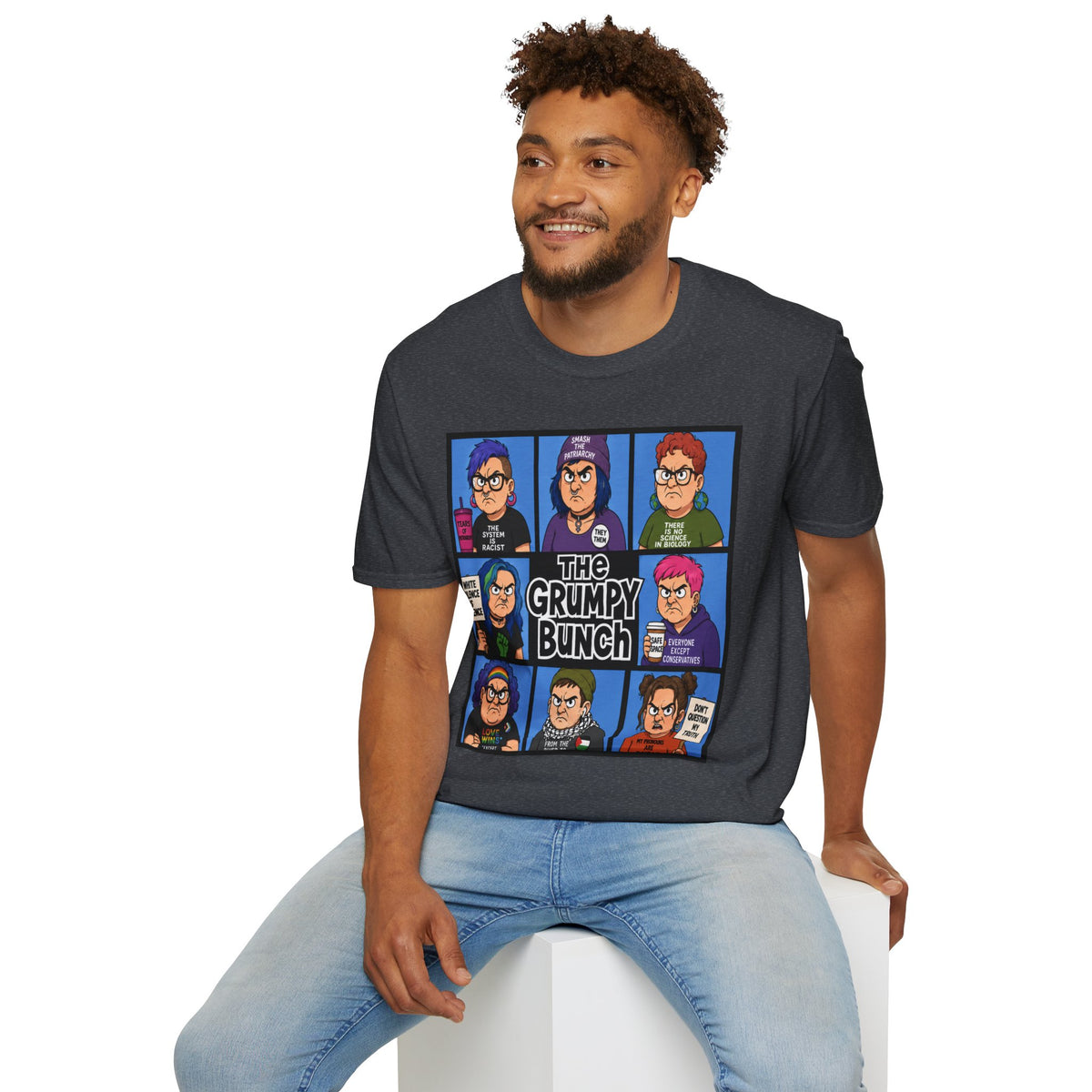 Grumpy WOKE Bunch Graphic T-Shirt — Retro Comic Panel Illustration
