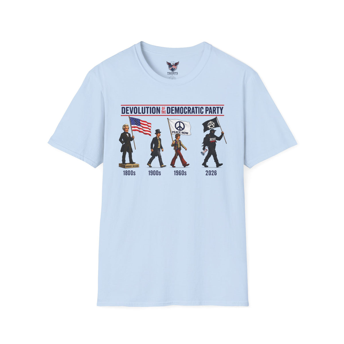 Devolution of the Democratic Party Vintage Evolution Political Satire Graphic Tee
