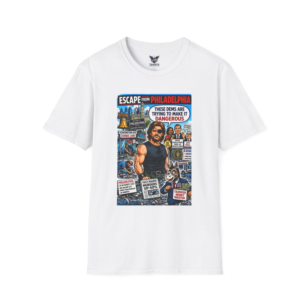T-Shirt — "Escape From Philadelphia" Political Satire Graphic Tee