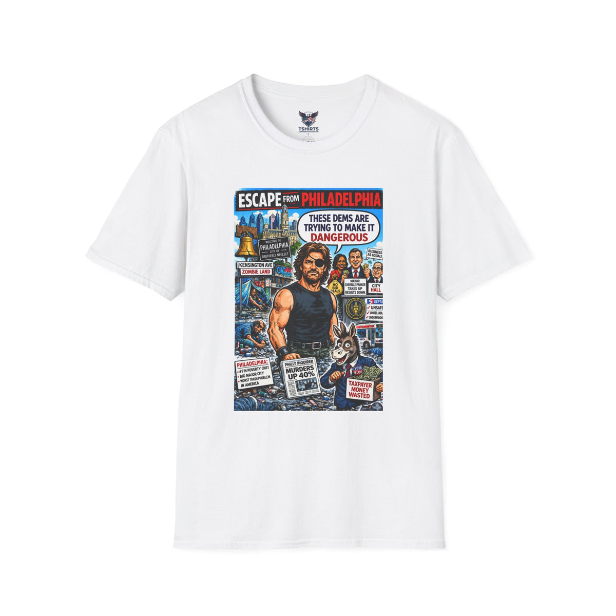 T-Shirt — "Escape From Philadelphia" Political Satire Graphic Tee
