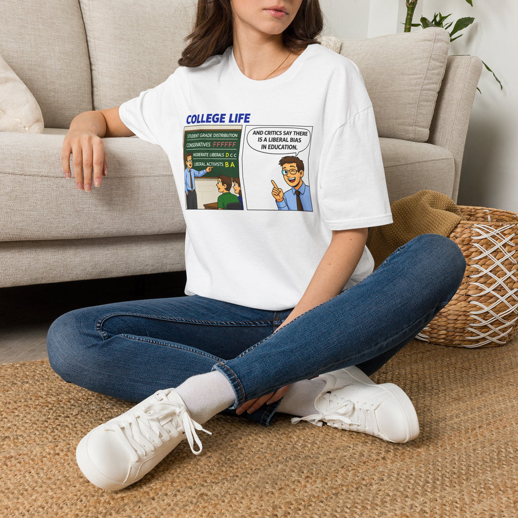 "Trump Patriot Shirt | America First T-Shirt | Conservative Republican Apparel | God Family Country Tee" | anti-woke tshirt | College Life Comic T-Shirt | Funny Classroom Cartoon Tee