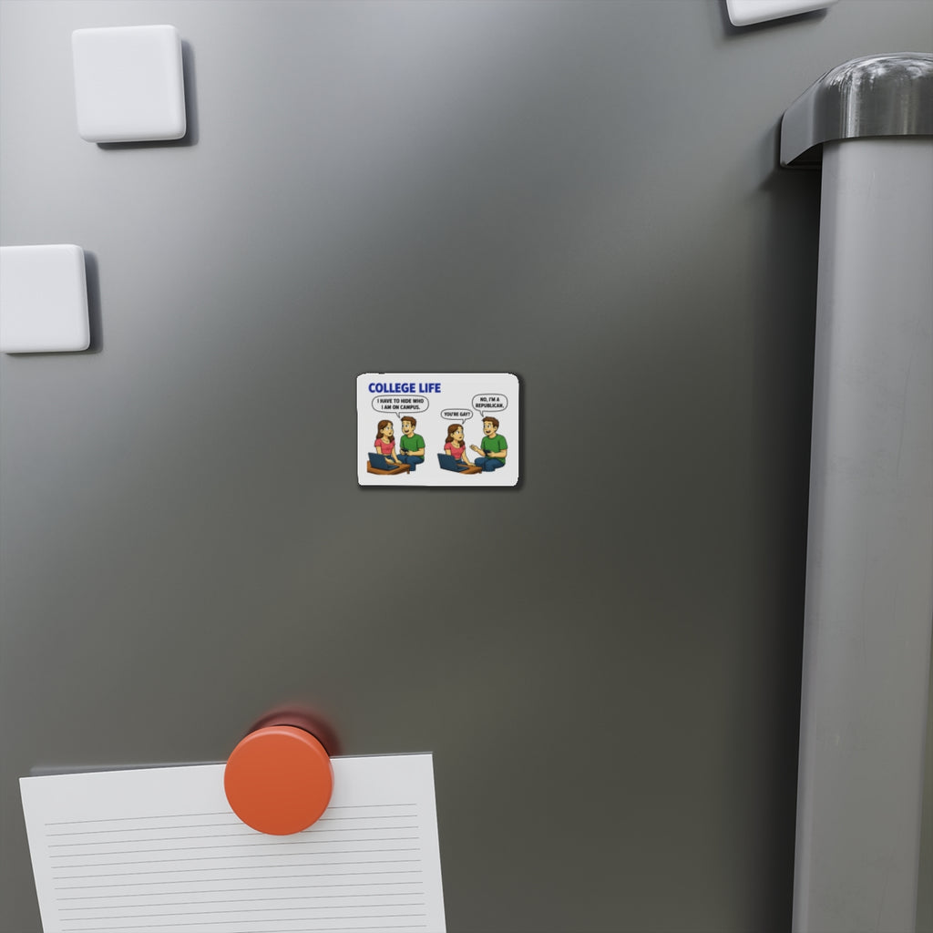 College Life Conservative Comic Panel Magnet | Die-Cut Refrigerator Magnet