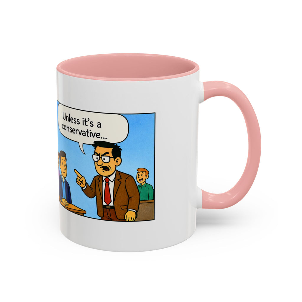 "College Life" Political Satire Comic Accent Coffee Mug – Funny Conservative Freedom of Speech Gag Gift