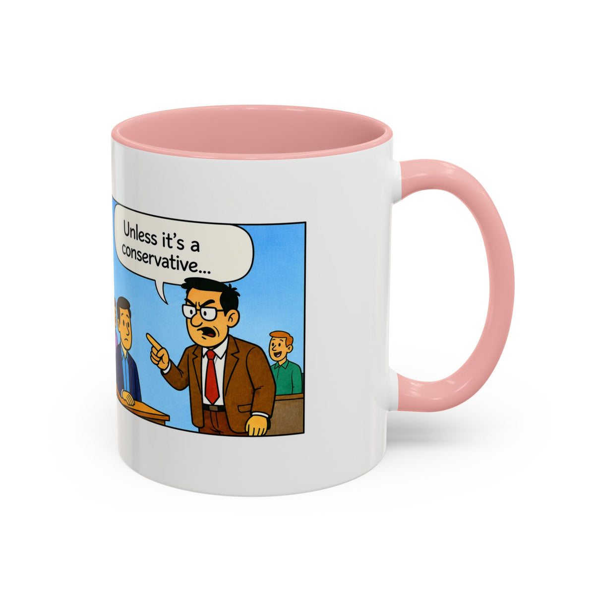 "College Life" Political Satire Comic Accent Coffee Mug – Funny Conservative Freedom of Speech Gag Gift