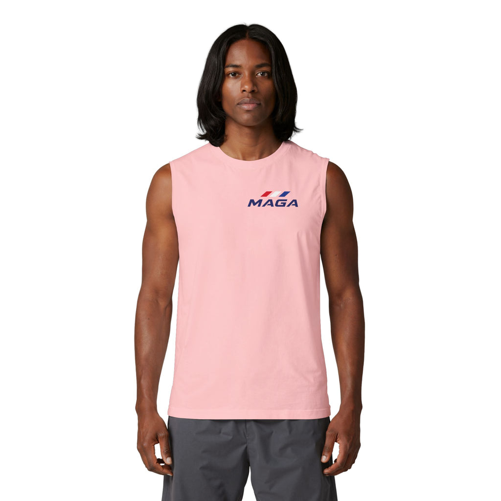 MAGA Muscle Tank Top — Minimal Patriotic Logo Sleeveless Tee - The Conservative Brand