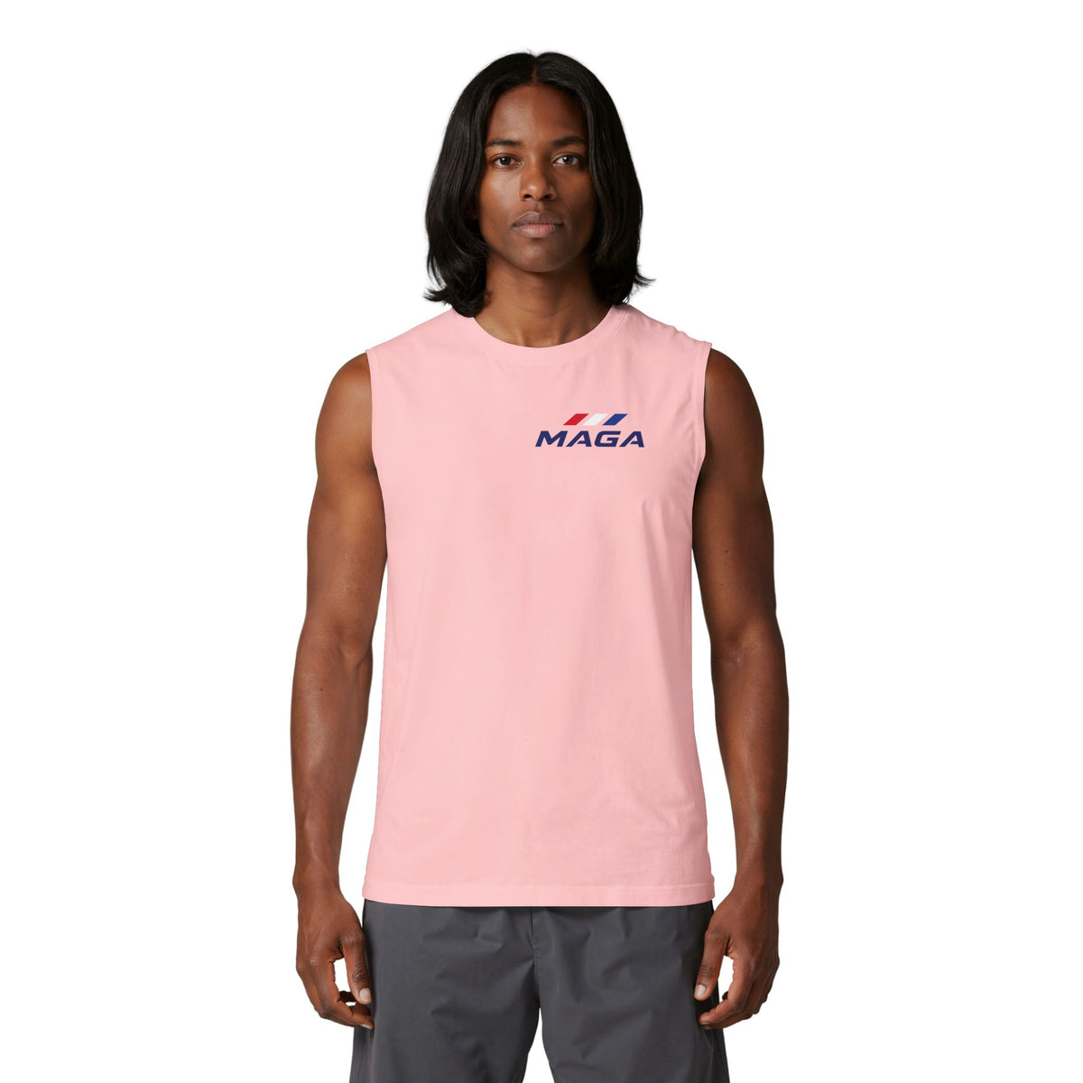 MAGA Muscle Tank Top — Minimal Patriotic Logo Sleeveless Tee - The Conservative Brand