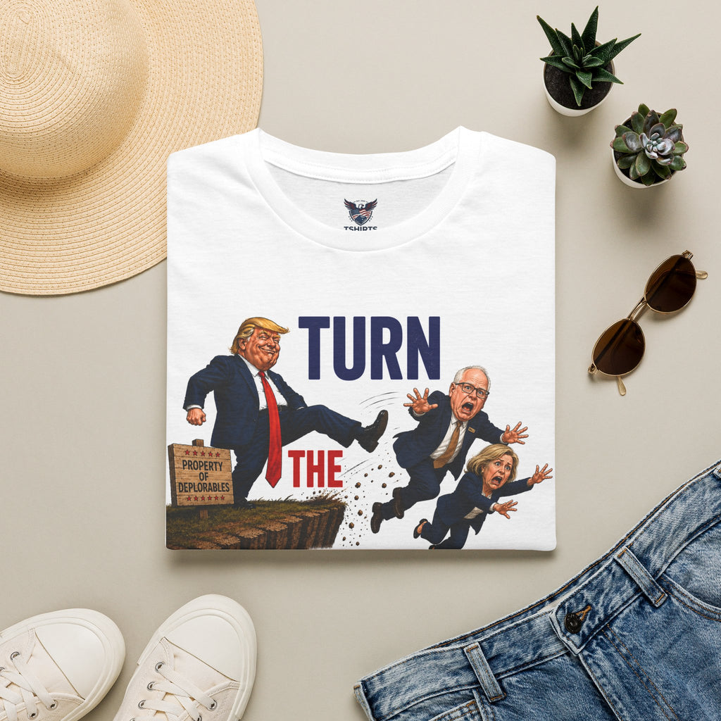 Turn the Page T-Shirt | Political Cartoon Trump Kicking Politicians