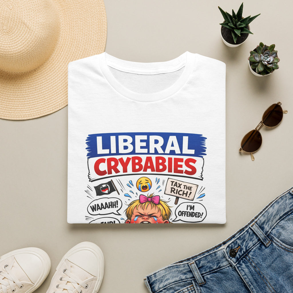 "Trump Patriot Shirt | America First T-Shirt | Conservative Republican Apparel | God Family Country Tee" | anti-woke tshirt | Liberal Crybabies cartoon baby, T-Shirt | Political satire tee